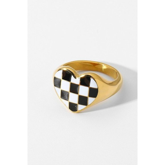 Checkerboard Heart Ring - Picture 6 of 6